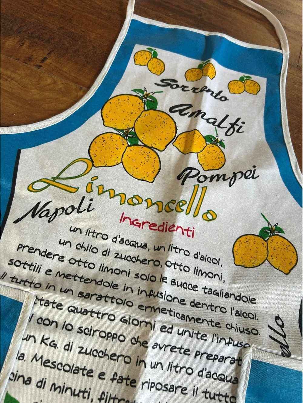 Blue Italian Limoncello Apron with Pockets